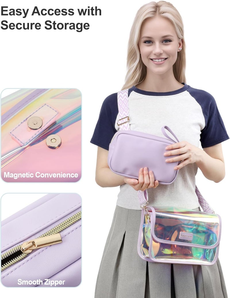 Packism Clear Bag for Stadium Events - Small Clear Purses for Women Crossbody Messenger Bag for Concerts Sporting Events - Image 4